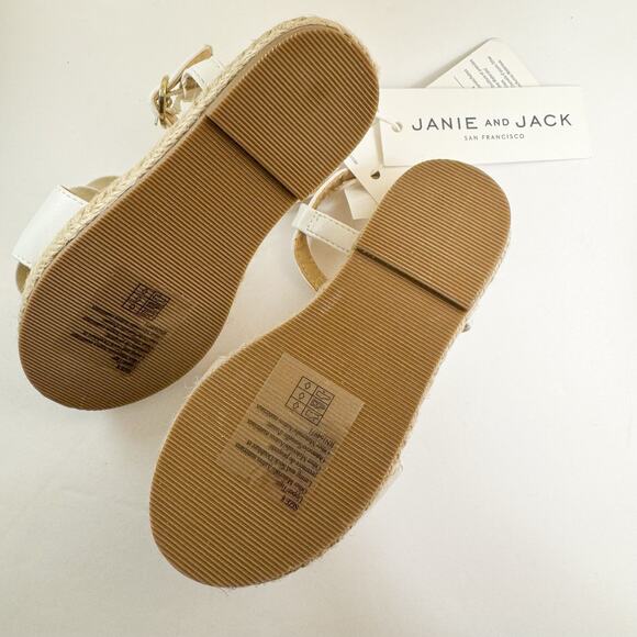Janie and Jack Sandals Girl White Flower Espadrille Shoes Size 8 NWT - Picture 6 of 6